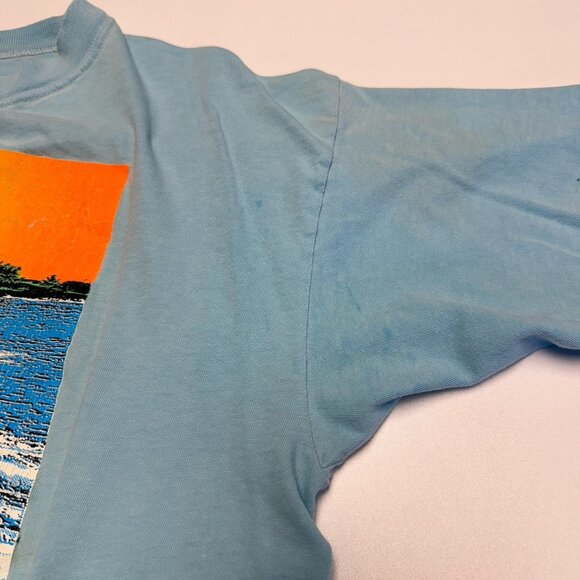Vintage 90s Black Sand Beach T Shirt Womens Large 22x21.5 Blue Single Stitch - Picture 7 of 15